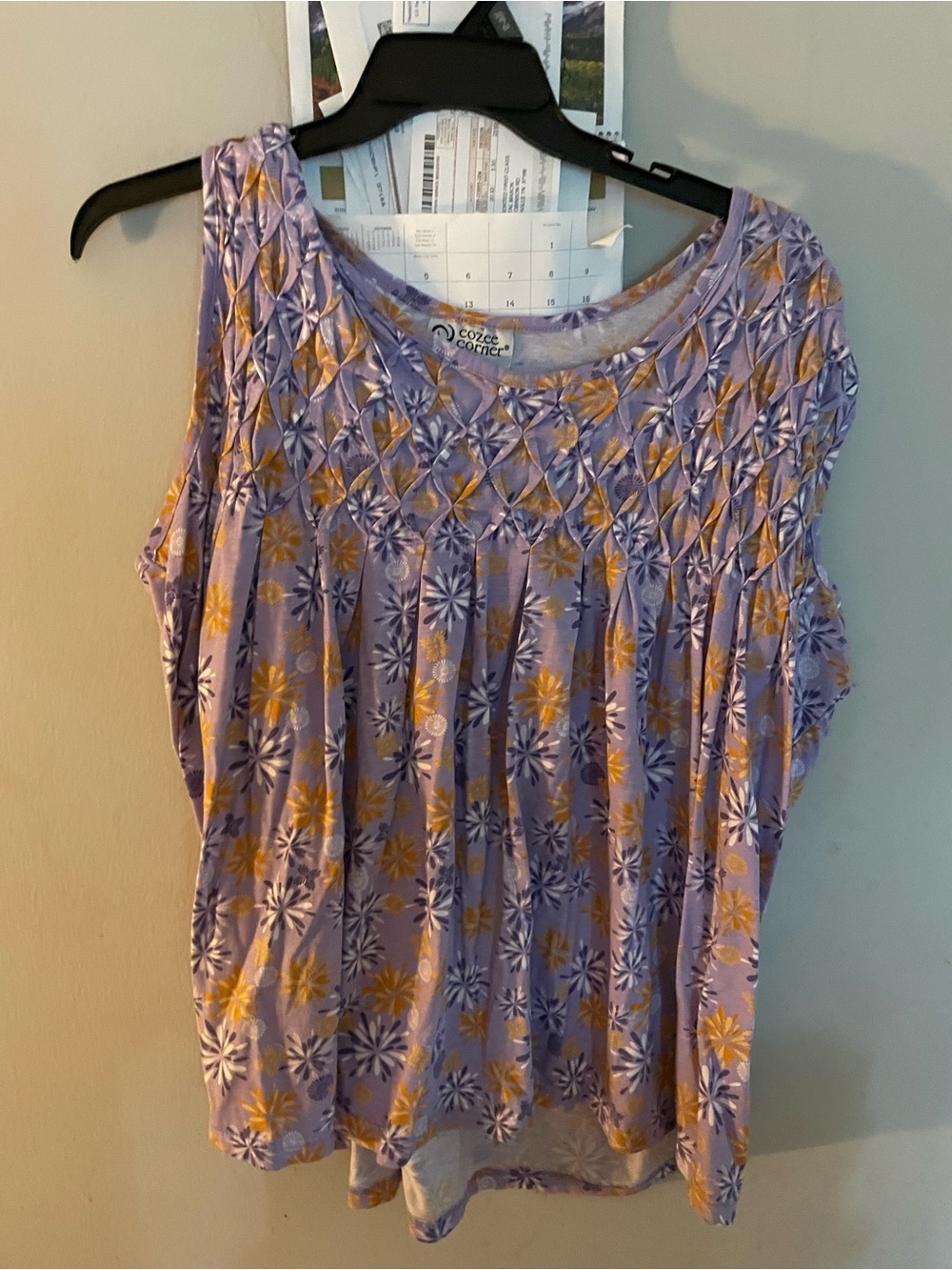 Women's Lavender Floral Sleeveless Top